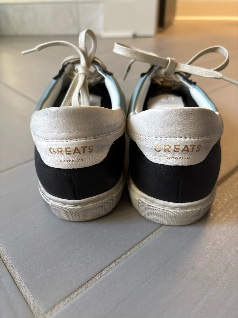 Greats Charlie Two-Tone Black and Light Blue Low-Top Sneakers